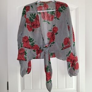Floral Striped Women's Blouse